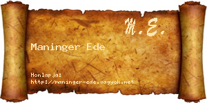 Maninger Ede névjegykártya